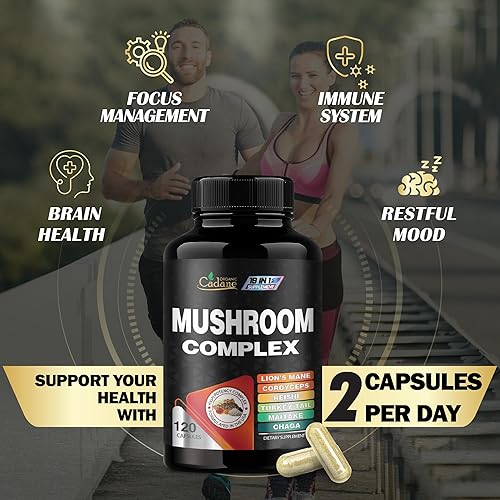 Miniatura 4 de Suplementos complejos de hongos cadanos concentrados 19 en 1 con melena de león, Cordyceps Sinensis, Reishi, hongo de cola de pavo, Maitake, Chaga,