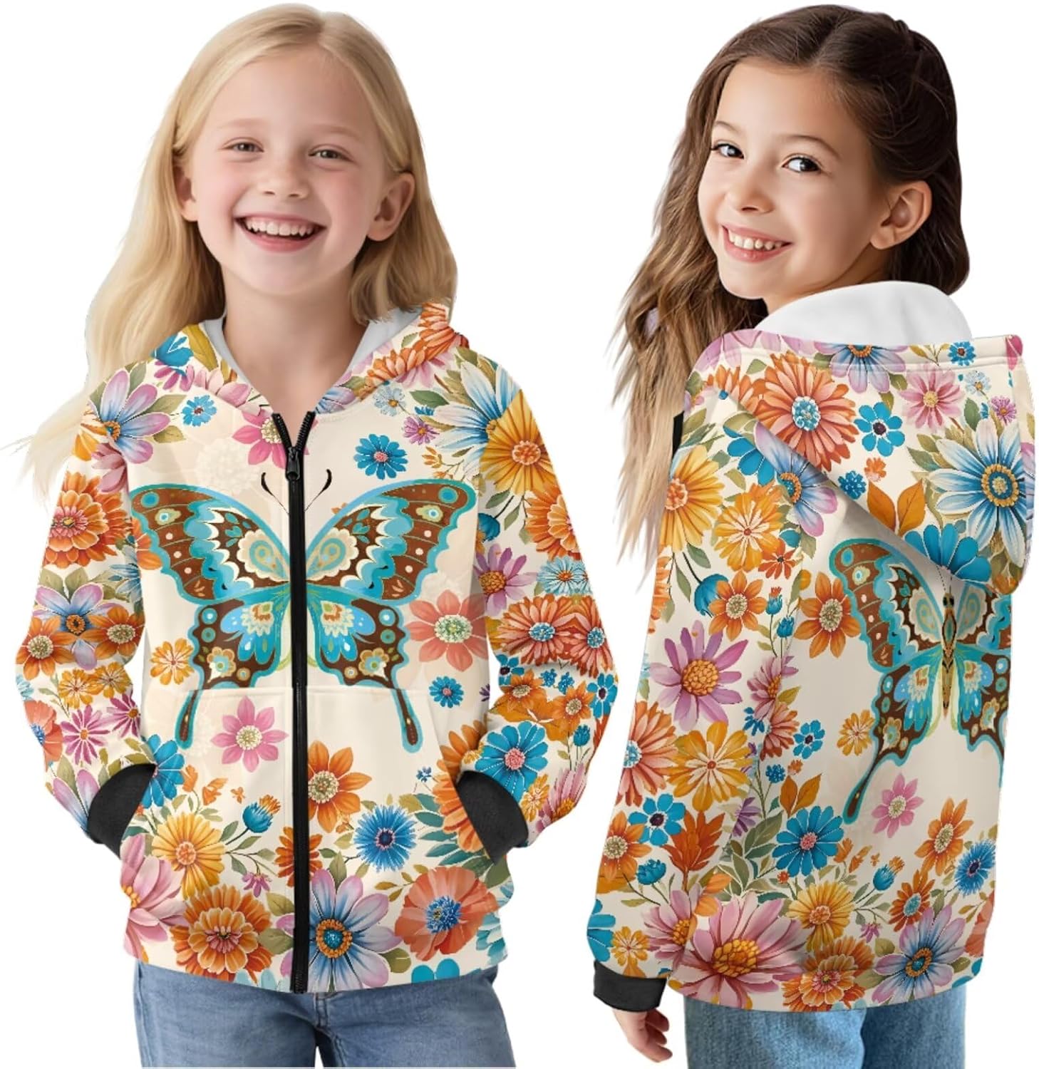 Bulopur Kids Hoodies For Girls Fuzzy Sweatshirt Long Sleeve Thick Full Zip Soft Sweatshirts Jackets Fall Winter Outfits