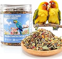 Abizoo Natural Bird Seed Treats for Cockatiels, Conures, Lovebirds & Parakeets - Feather, Digestion & Immune Support with Chia, Flax, Calendula