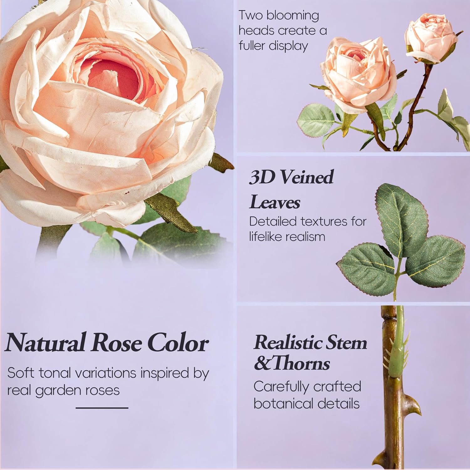 Antique Roses Bouquet 20pcs Silk Fake Rose Flowers Soft Open with Stems Natural Rose Floral Decorations for Wedding Anniversary Arrangement (White)