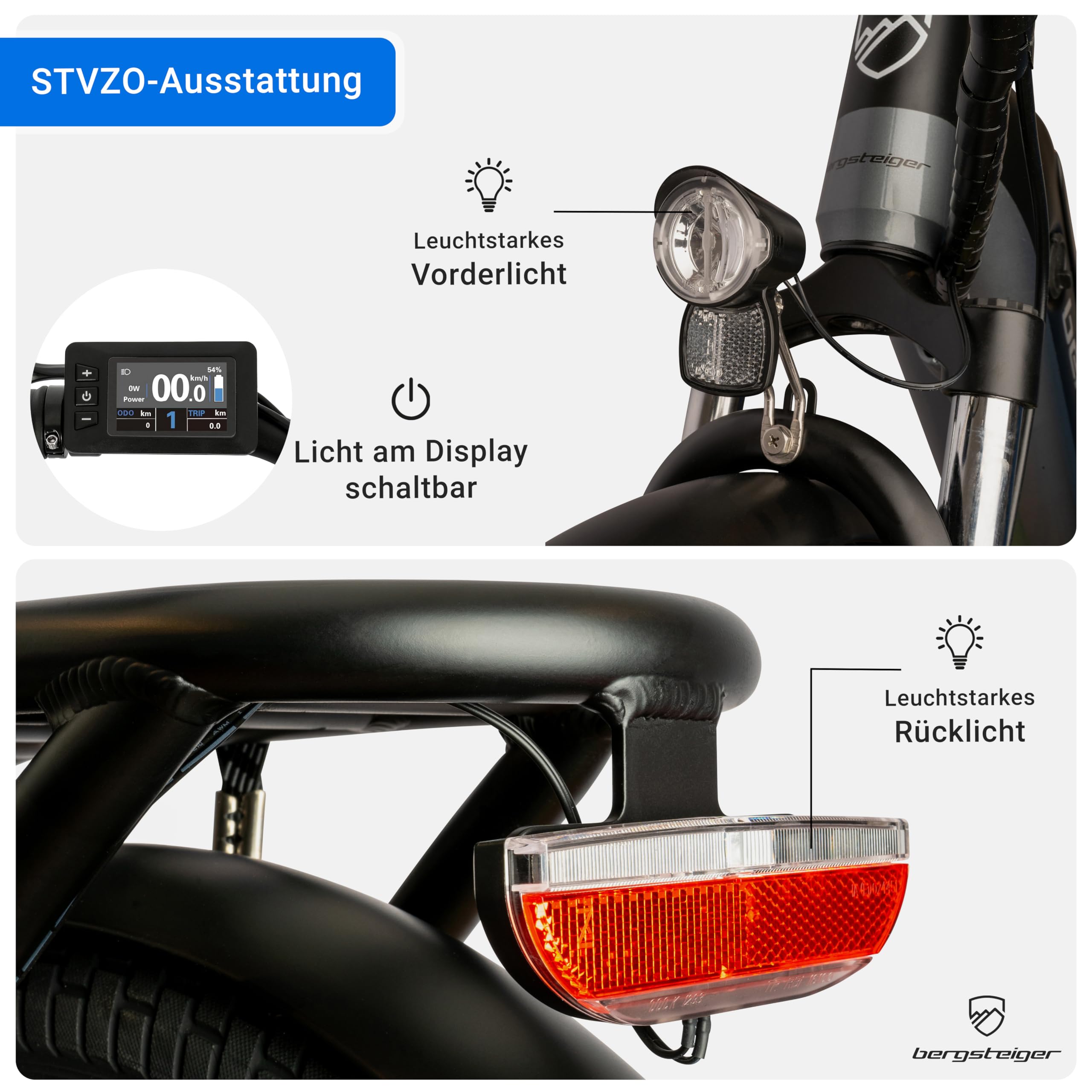 Bergsteiger London 20 Zoll E-Bike Klapprad Faltrad mit Farbdisplay | Starker 250 Watt Motor, 7 Gänge und Scheibenbremsen. Vollintegrierter 468 Wh Akku aus leichtem Alu für Damen & Herren.