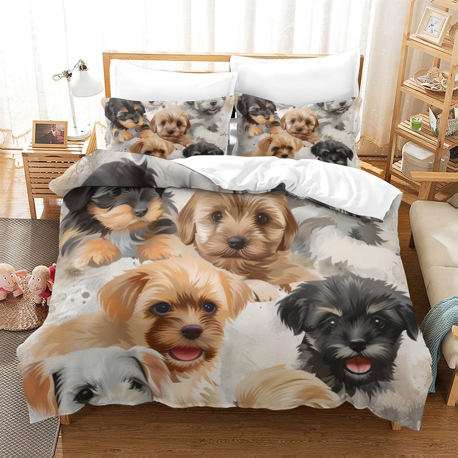 Linge de lit Yorkshire Terrier 3D anti-transpiration parure microfibre douce 260x220 cm