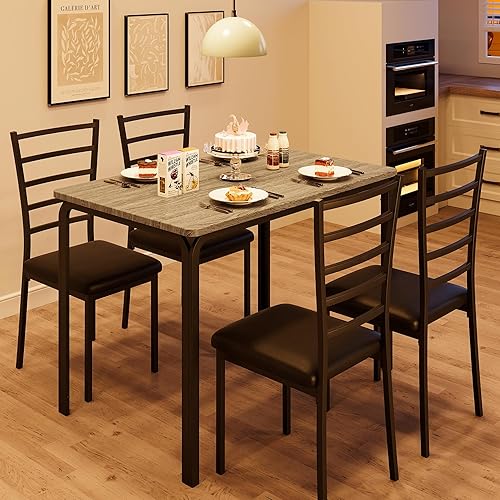 Miniatura 4 de Juego de mesa de cocina y sillas para 4, juego de mesa de comedor para 4, juego de mesa de comedor de 5 piezas, juego de mesa de comedor moderno