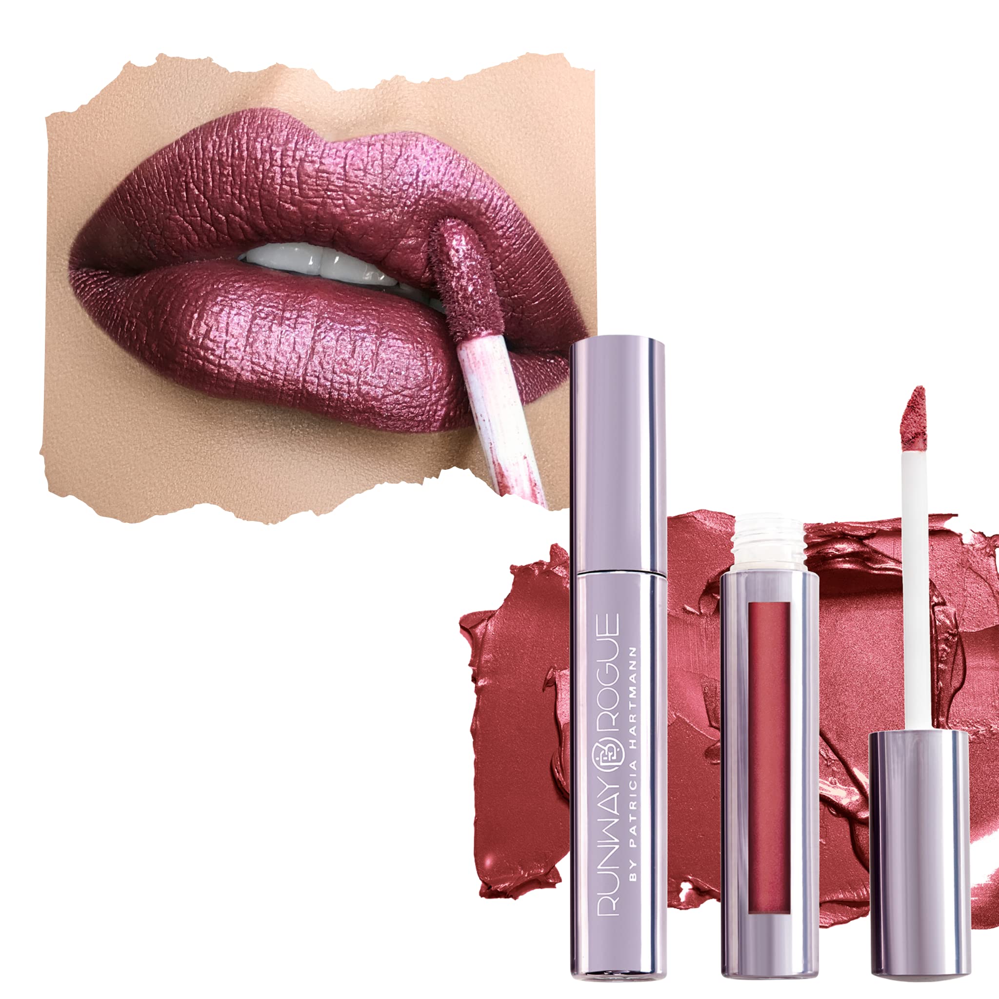 Runway Rogue Pearl Glam Long Wear Shimmer Liquid Lipstick, Earthy Berry-Bronze Lipstick with Silver and Gold Shimmer, ‘Callback’