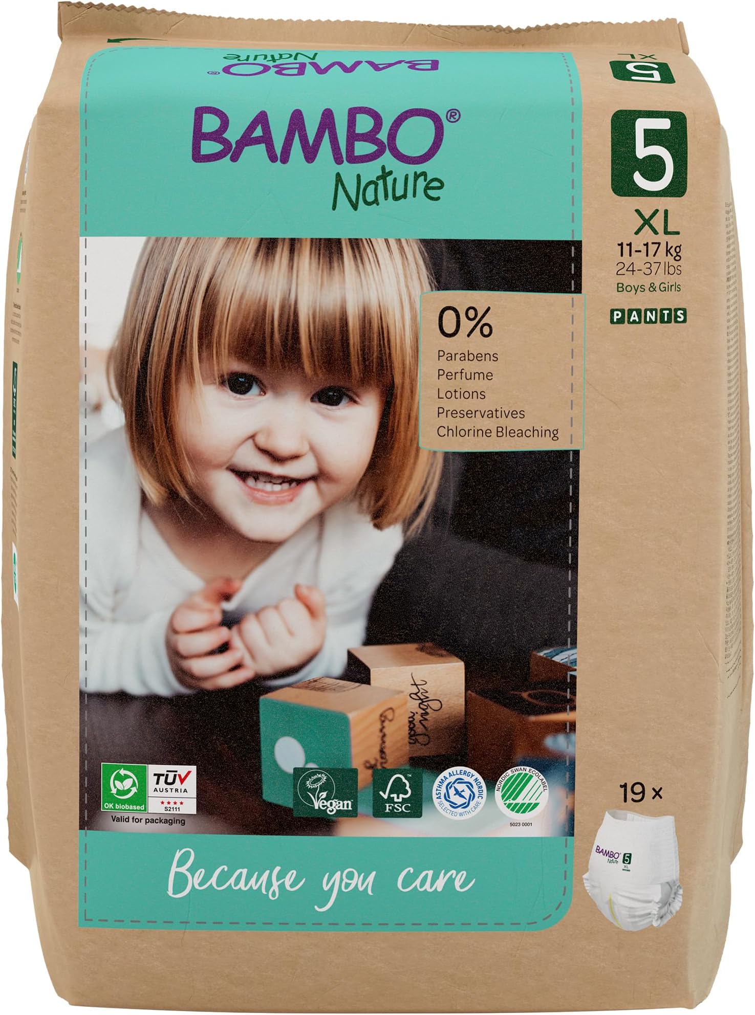 Premium Training Pants, Pull Ups, Eco-Labelled Potty Training Pants, Training Nappy Pants, Secure & Comfortable, Discreet Pants for Active Day & Comfy Night's Sleep - Size 5 / XL, 19PK