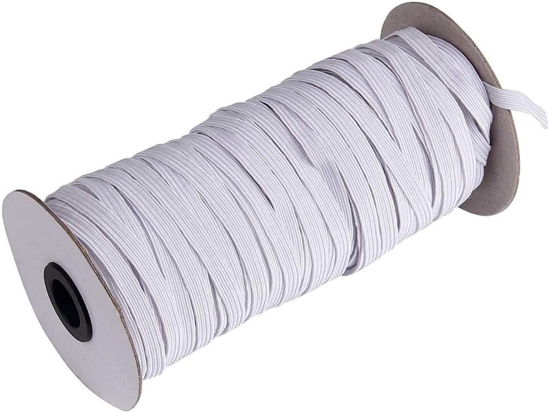 70-Yards Length 1/4" Width White Braided Elastic Cord/Elastic