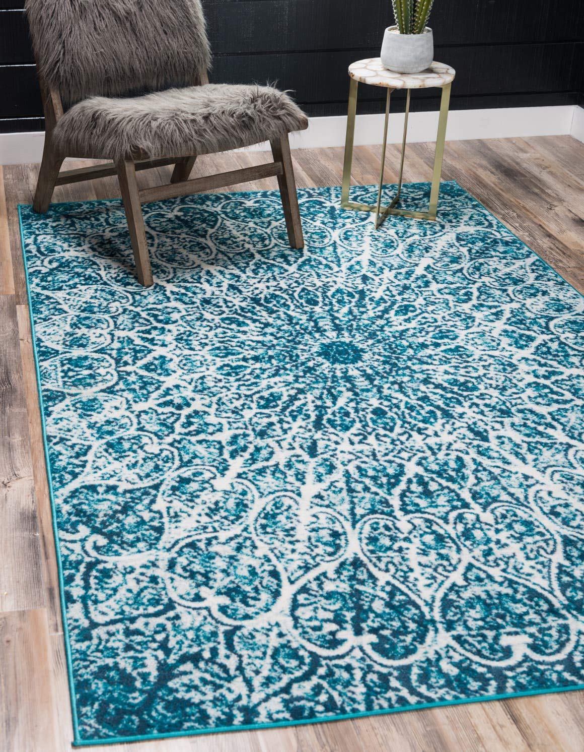 Unique Loom Sofia Collection Area Rug - Grace (4' 1" x 6' 1", Turquoise/ Ivory)