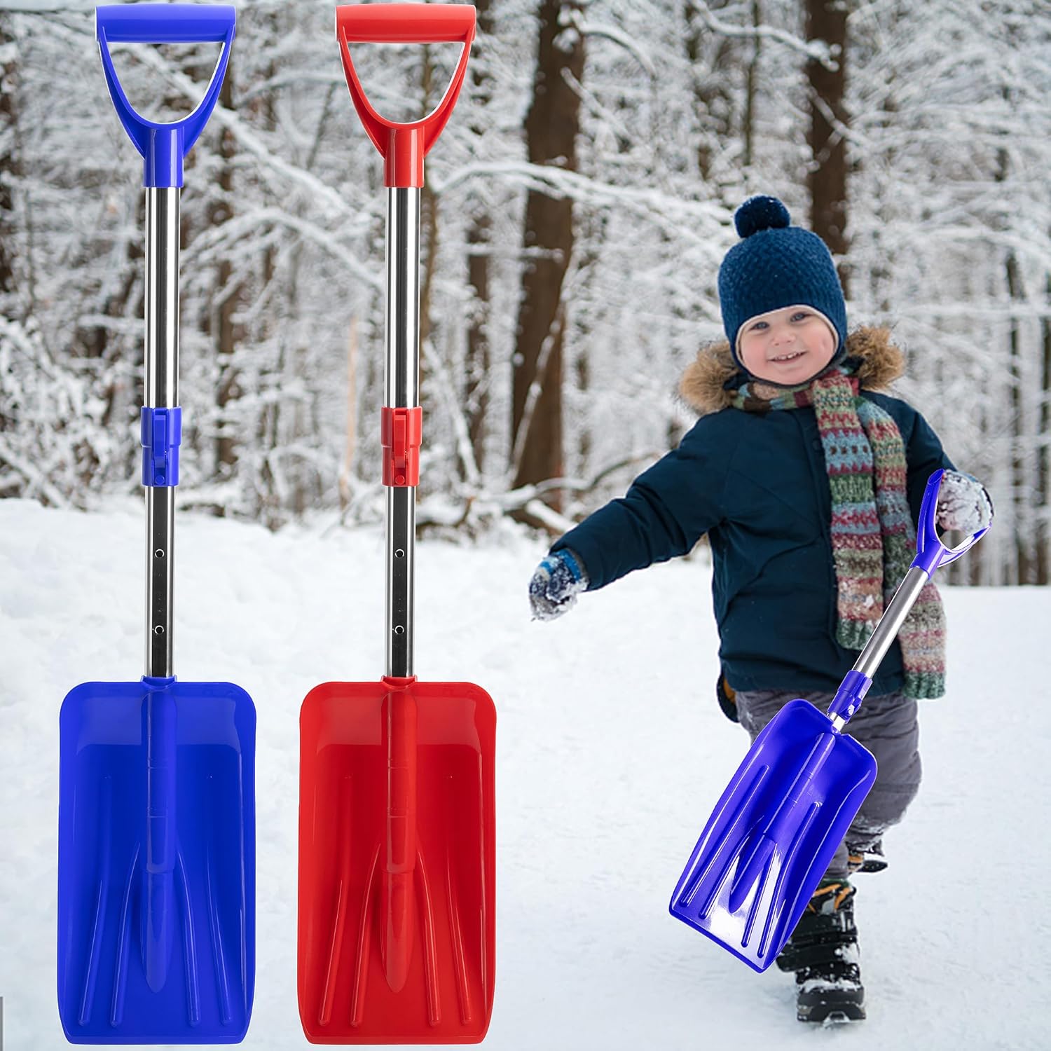 2 Pack Adjustable Kids Snow Shovel Detachable Kids Digging Snow Shovel with DGrip