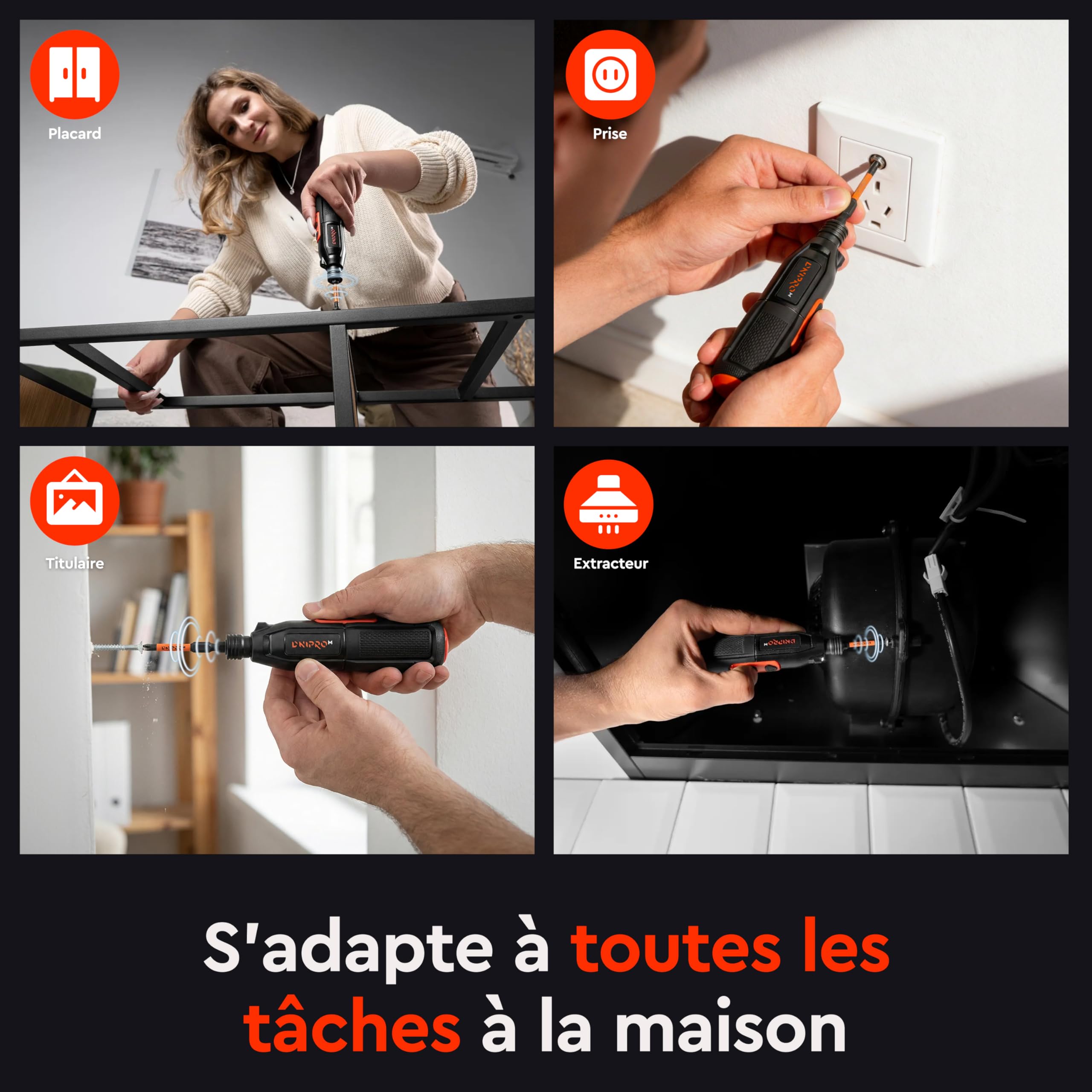 Tournevis Électrique Sans Fil 3.6V USB-C, Lumière LED, CSD-36X