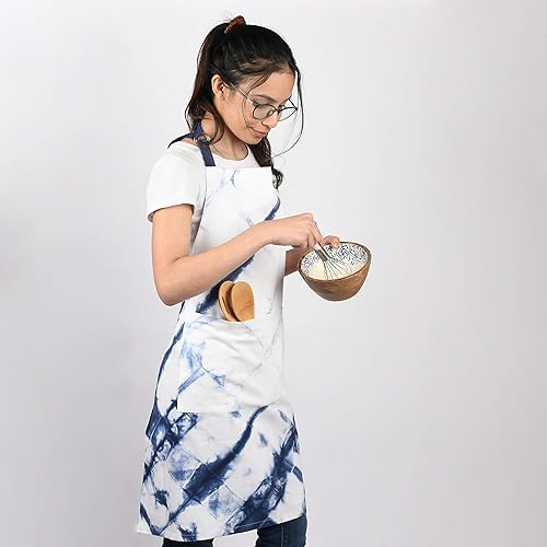 Miniatura 4 de Folkulture Delantales para mujer con bolsillos o delantal de chef con correa ajustable para el cuello, delantal ajustable para cocina, cocina,