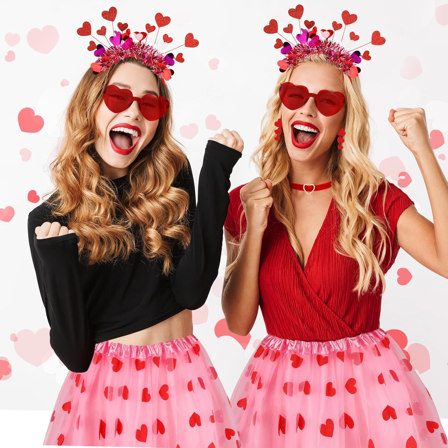 Cupid Costume with Pink Tutu Valentines Headband Heart Glasses, Valentines Day Accessories for Valentine's Day Party - Image 5