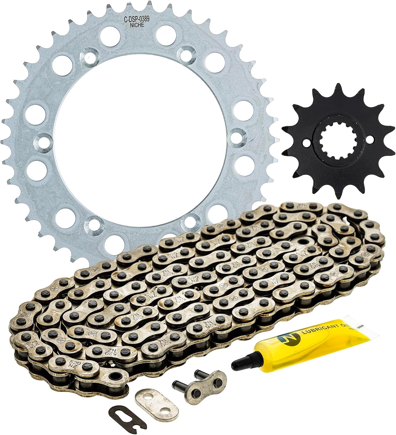 NICHE Drive Sprocket Chain Combo for Kawasaki KLX250 Front 14 Rear 42 Tooth 520 Standard 106 Links