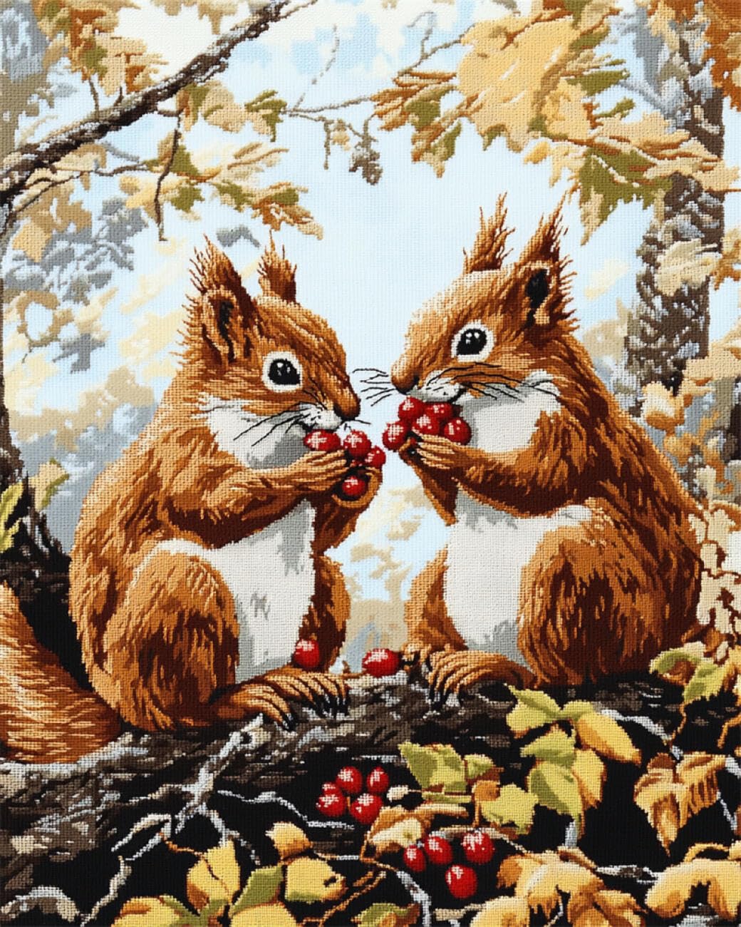 AxiangziK DIY Embroidery Kit Ardillas en el árbol 11CT 80x100cm