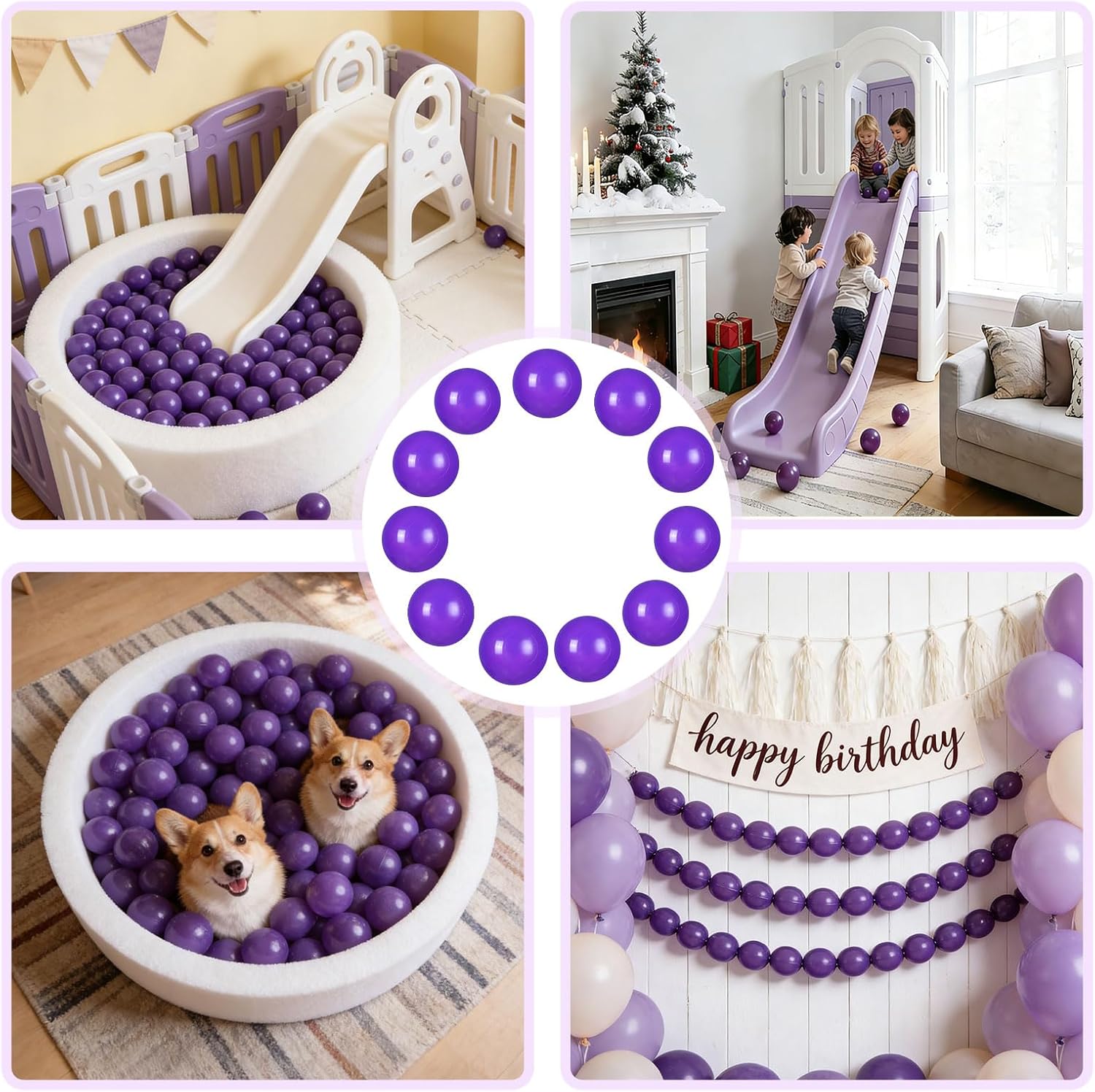 TRENDPLAY Large Ball Pit Balls 50 100 Count 2.75 Inch, Big Neutral Balls Bulk Non Toxic for Toddler Baby Kids Dogs,Party