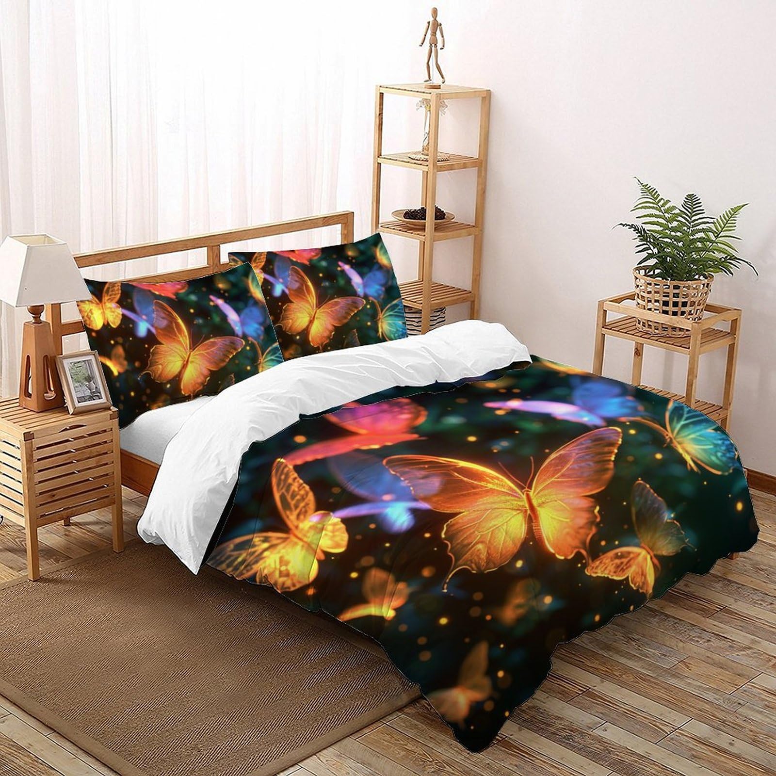 Housse de couette anti-pli parure de lit adulte microfibre motif animal