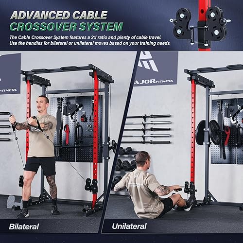 Miniatura 3 de MAJOR FITNESS Drone3 Power Cage - Estante de potencia multifunción para gimnasio en casa, estante para sentadillas con barra de dominadas, sistema