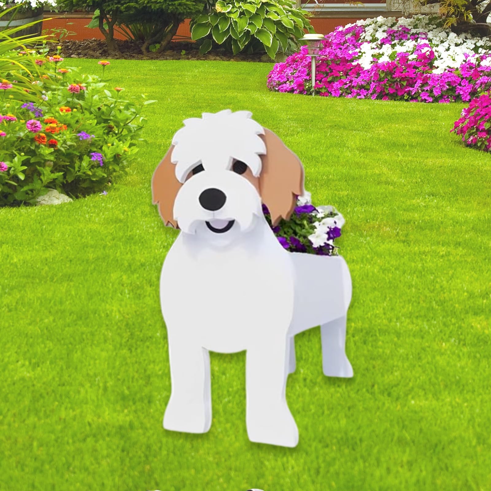 strolfay Karelian Bear Dog Planter Plant Pots,Cute Dog Flower Planter,Gifts for Pet Lovers,Unique Animal Plant Pots,Office,Indoor Outdoor Garden Decor(9.45 * 8.15 * 13.39in)