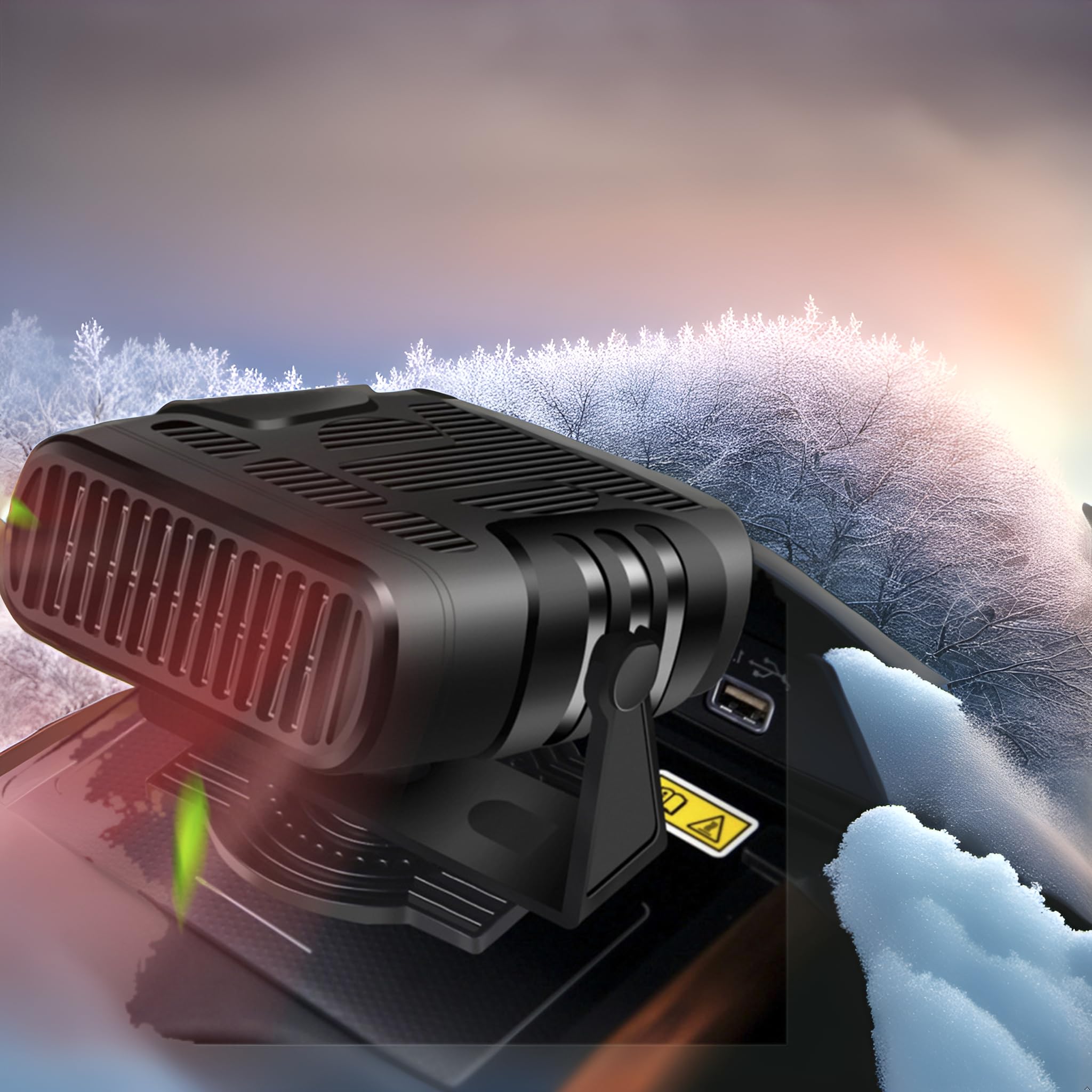 Portable Car Heater,12V Heater Portable Heater for Car 120W Car Heater 2 IN 1 Car Defroster Windshield Heater Heating Fan Defroster Demister Car Amplifier Cooling Fans 360 Degree Rotary Base (Black)