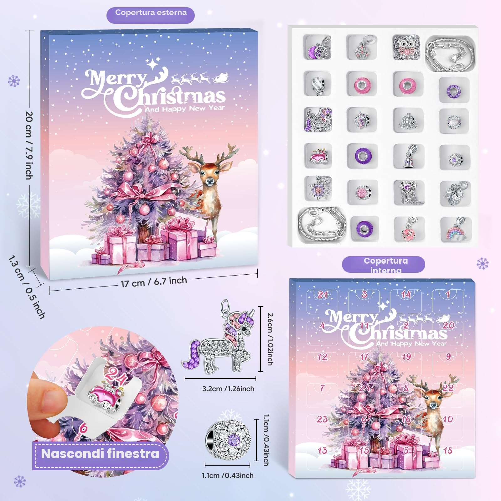 Hymarvo Calendario Avvento 2026 Bambina Gioielli, Calendario Avvento Bracciale Bambini Kinder Fai da Te, Calendari Avvento Braccialetti Collane Regalo Natale Ragazza 5 6 7 8 9 10 11 12 13 Anni
