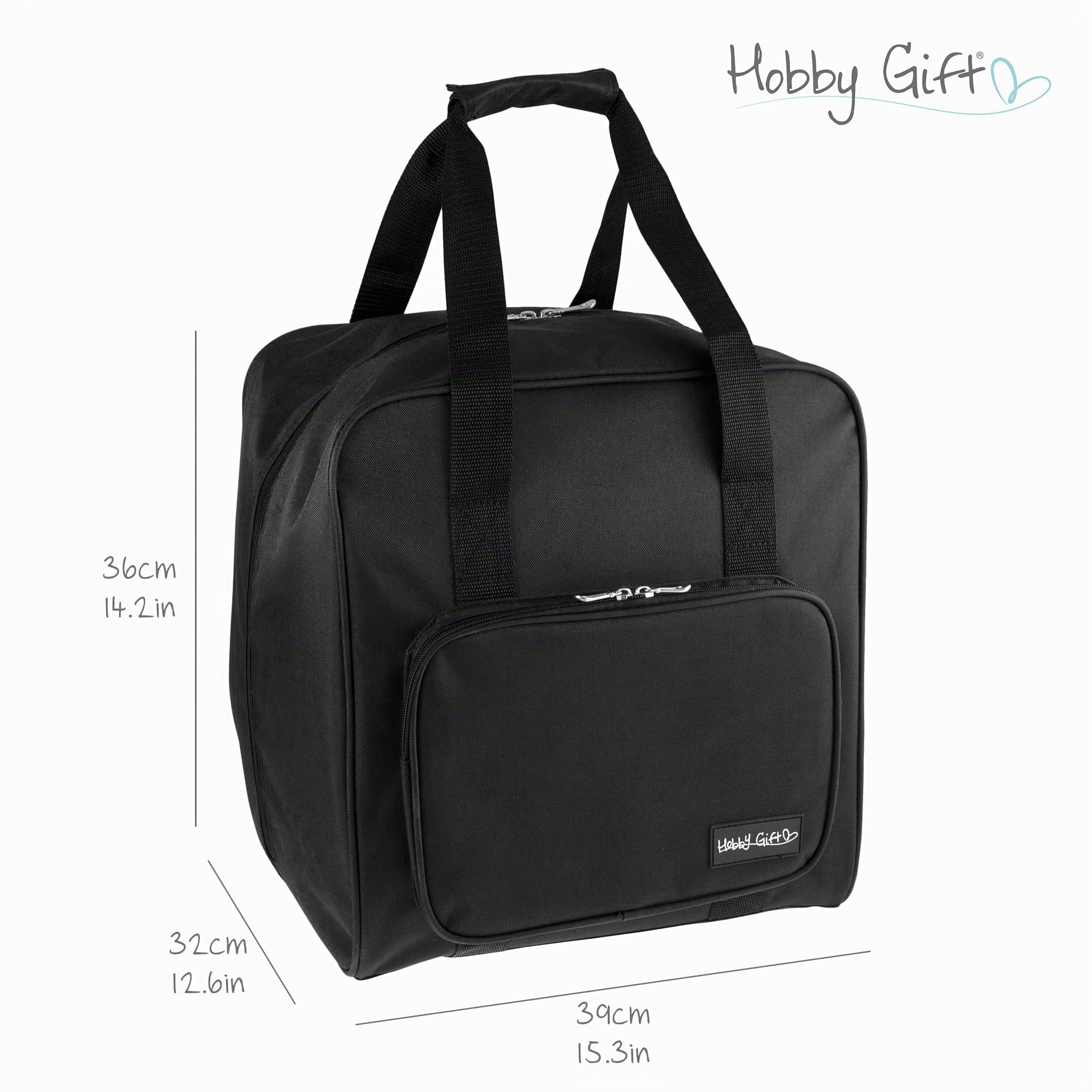 Hobby Gift Sac pour Machine à surjeteuse – Sac de Transport rembourré en Polyester – Poches pour Rangement d'accessoires supplémentaires (h/l/h) 39 x 32 x 36 cm, Noir, Noir, (d/w/h) 39 x 32 x 36cm.,