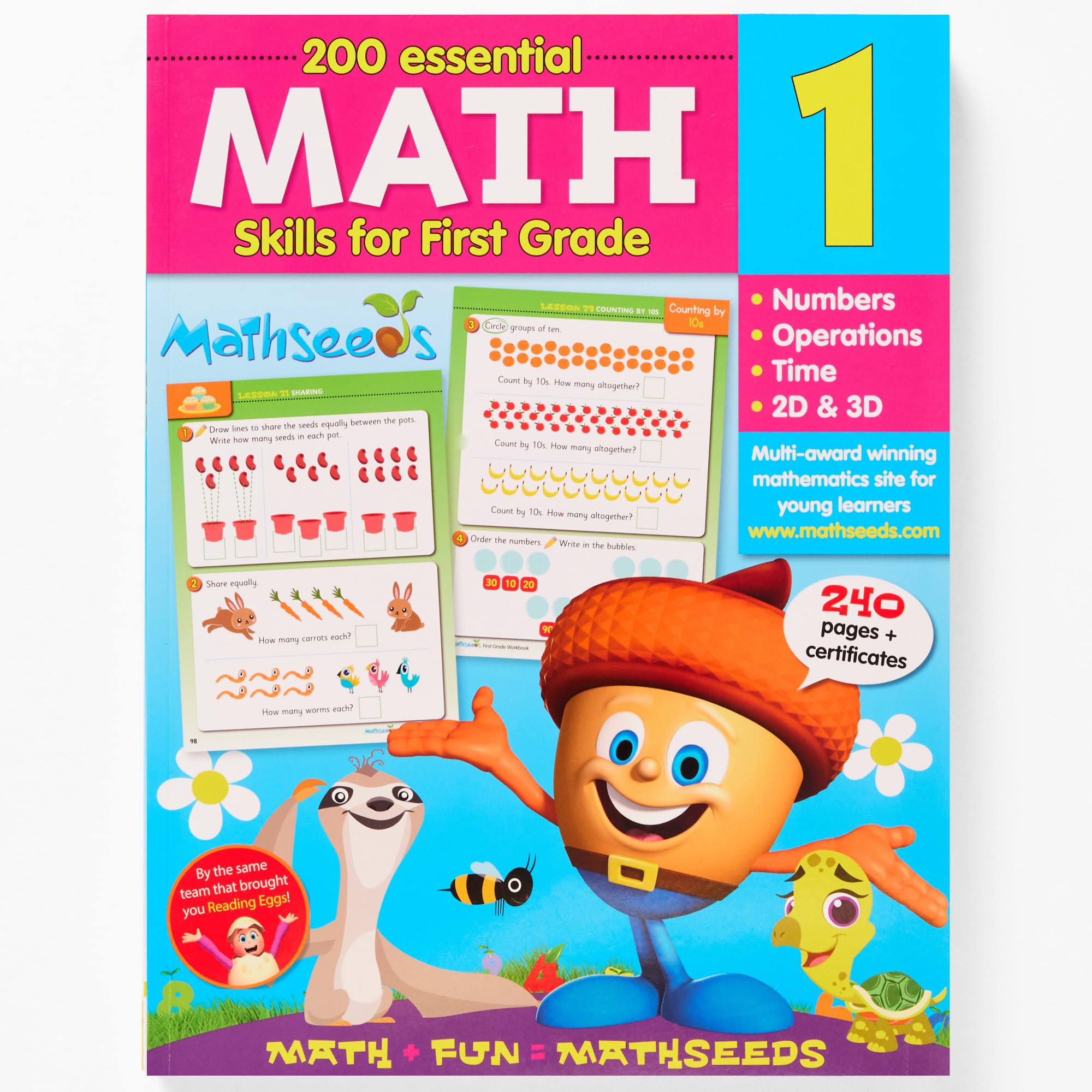 Grade 1 Math Workbook Ages 5–7: 200 Essential Math Skills – Numbers, Operations, Time, 2D and 3D Shapes, Worksheets + Yearly Planner, 260 Full-Color Pages – Mathseeds Flexibound – January 1, 2018