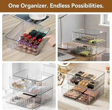 Stackable Coffee Pod Drawer Organizer, Clear PET Storage Box
