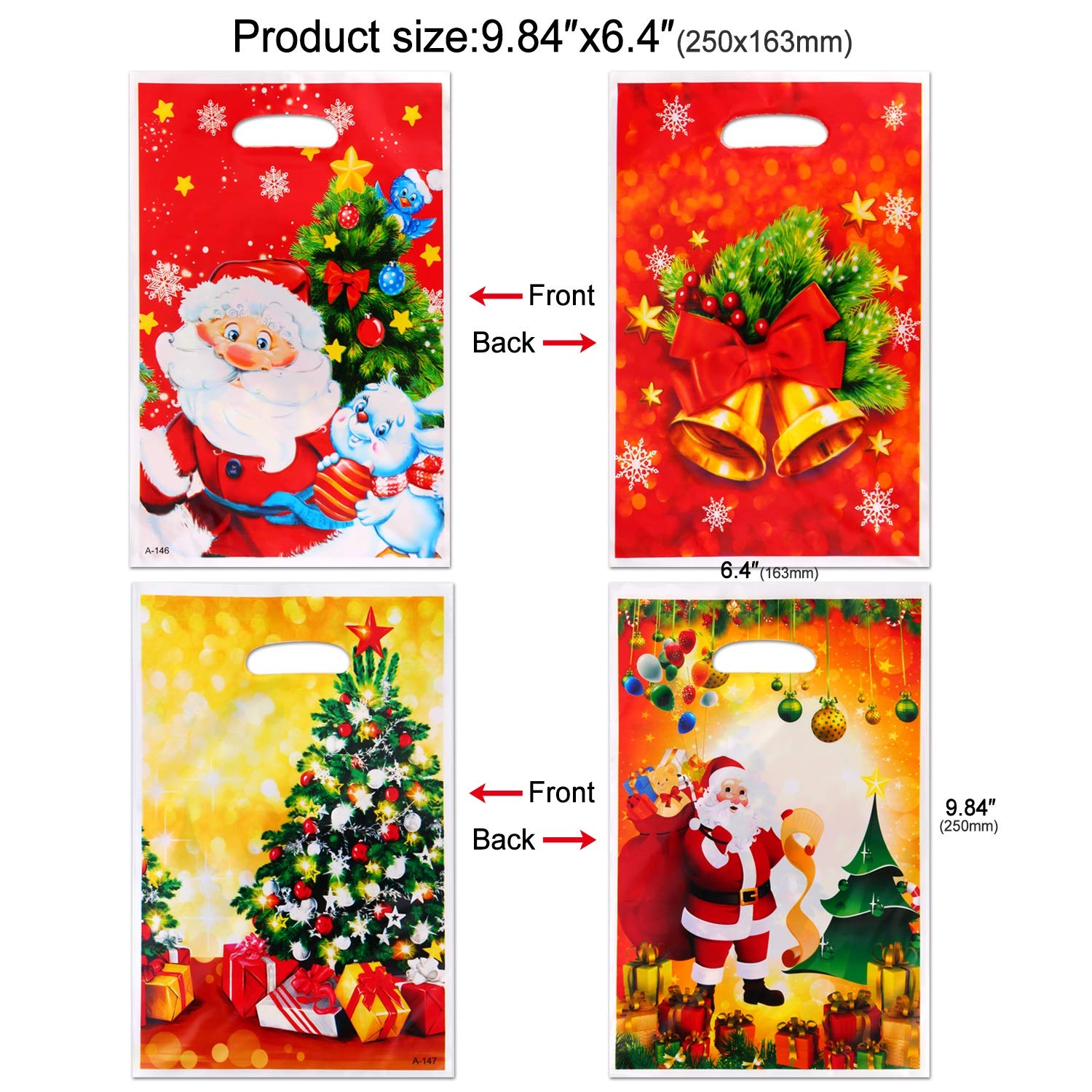 HOWAF 30pcs Christmas Treat Candy Gifts Bags with Handles for Xmas Presents Sweets Christmas Tree Santa Goody Bags for Kids Adult Christmas Party Bag Fillers Party Decoration Supplies - Image 2