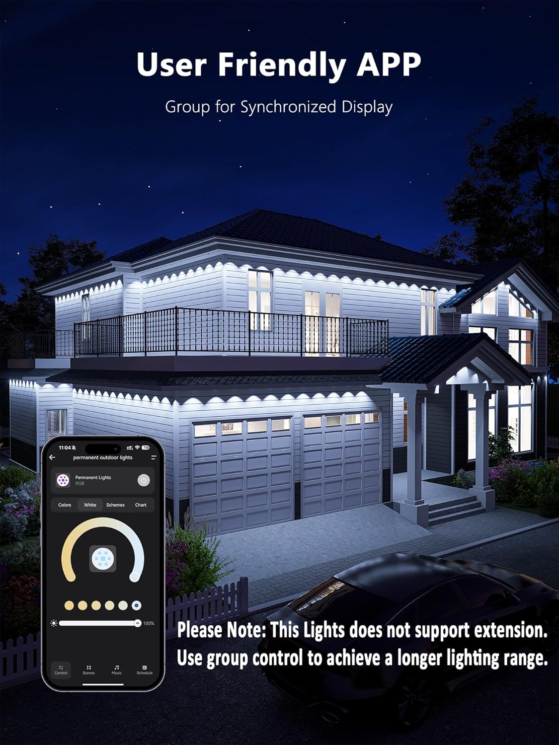 User installing Brizled Permanent Outdoor Lights on an eave