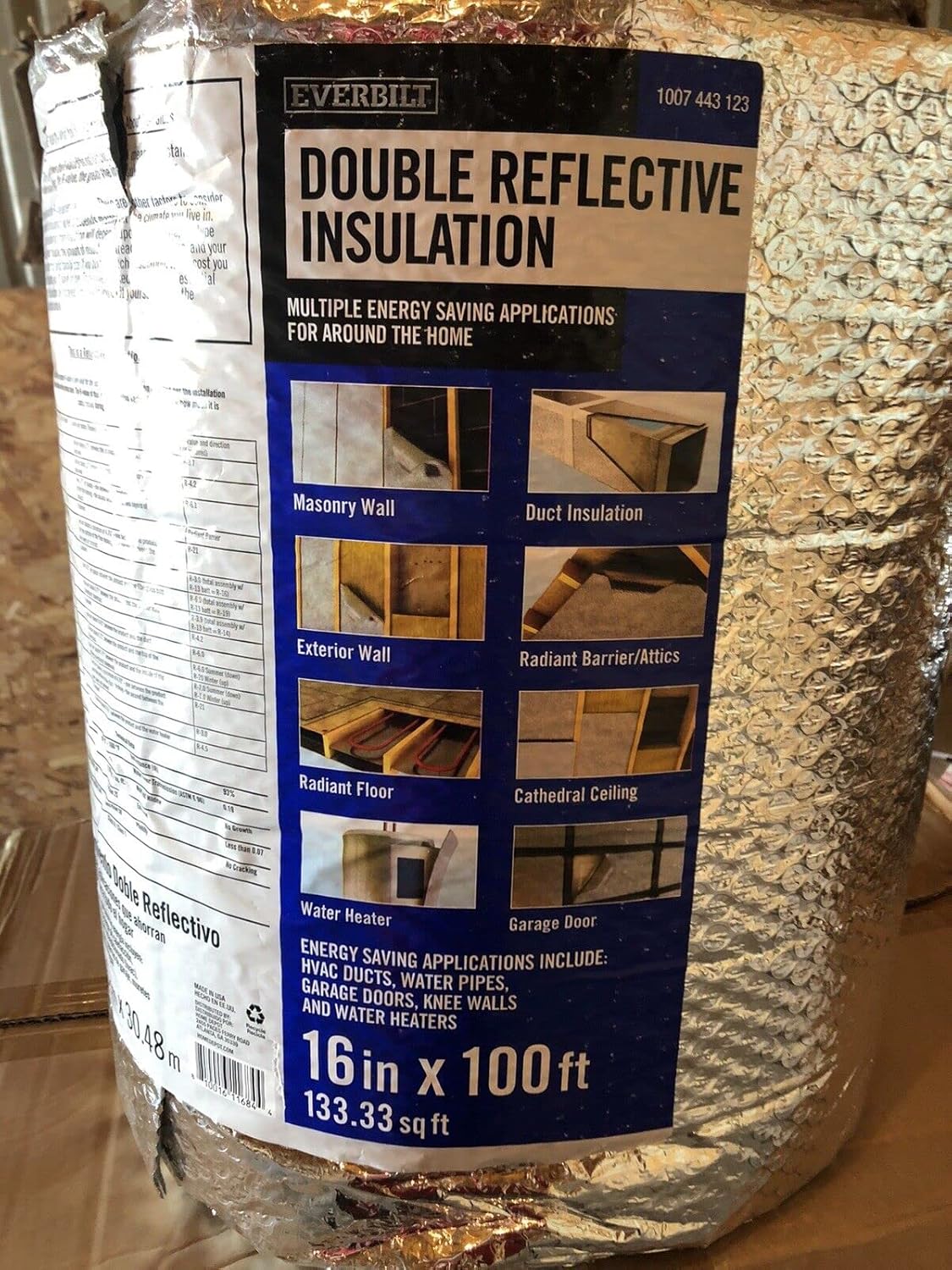 Double Bubble Reflective Foil Insulation: (16 in X 100 Ft Roll) Industrial Strength, Commercial Grade, No Tear, Radiant Barrier Wrap for Weatherproofing Attics, Windows, Garages, RV's, Ducts & More! …