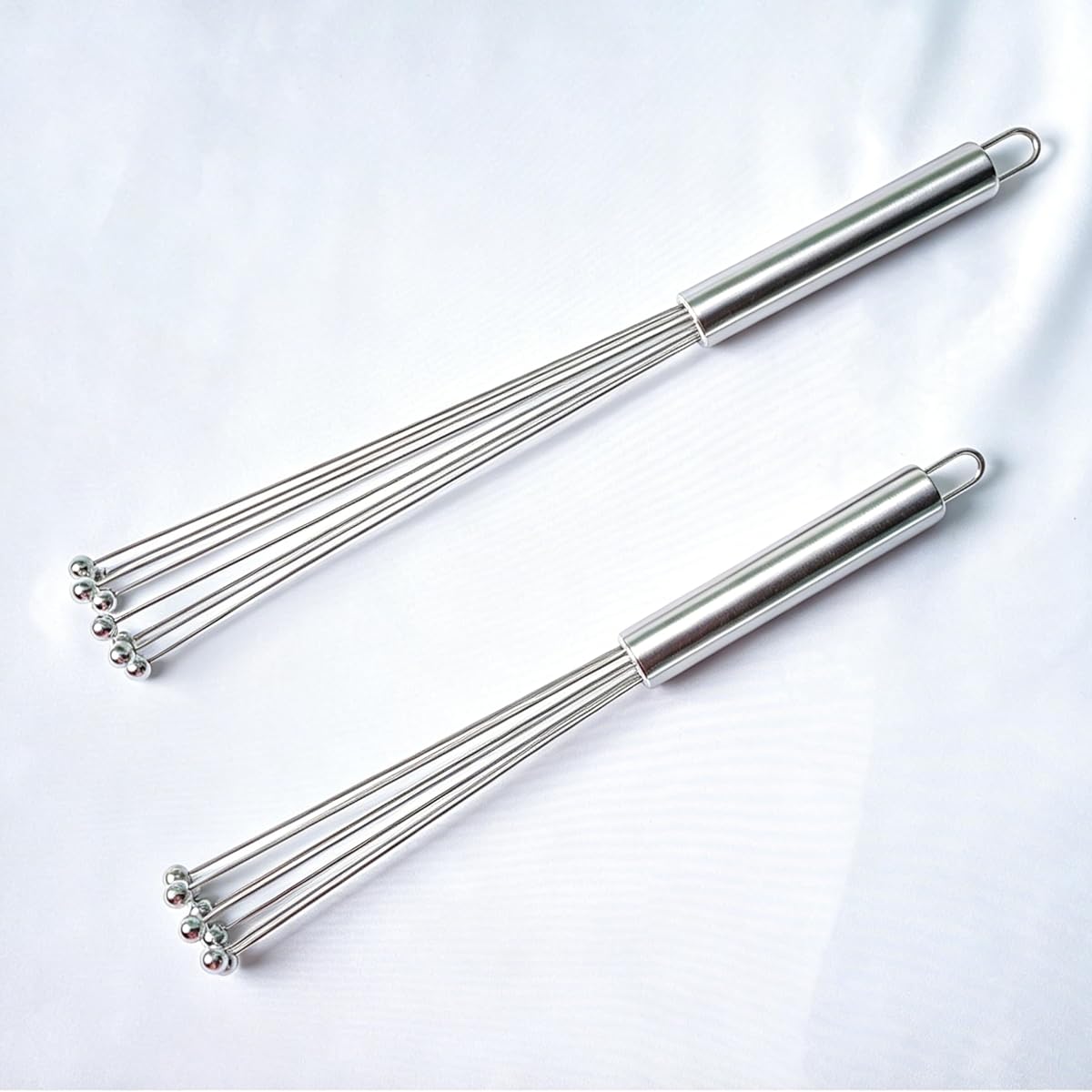 Batidor de acero inoxidable, batidor de metal para cocinar en la cocina y mezclar huevos | Estructura de alambre fino, mezcla rápida y uniforme.