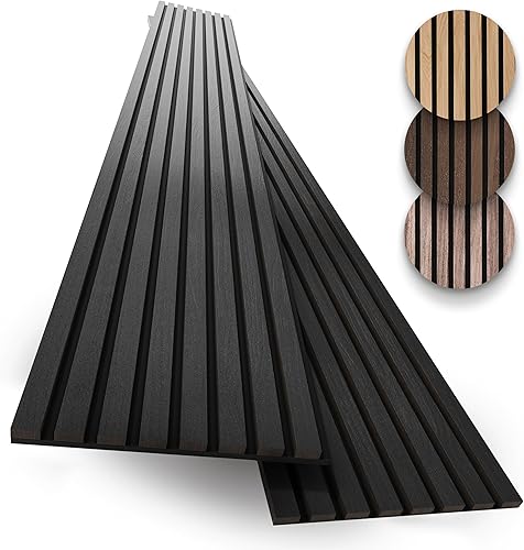 Paquete de 2 paneles acústicos de pared, decoración de pared de listones de madera, paneles insonorizados