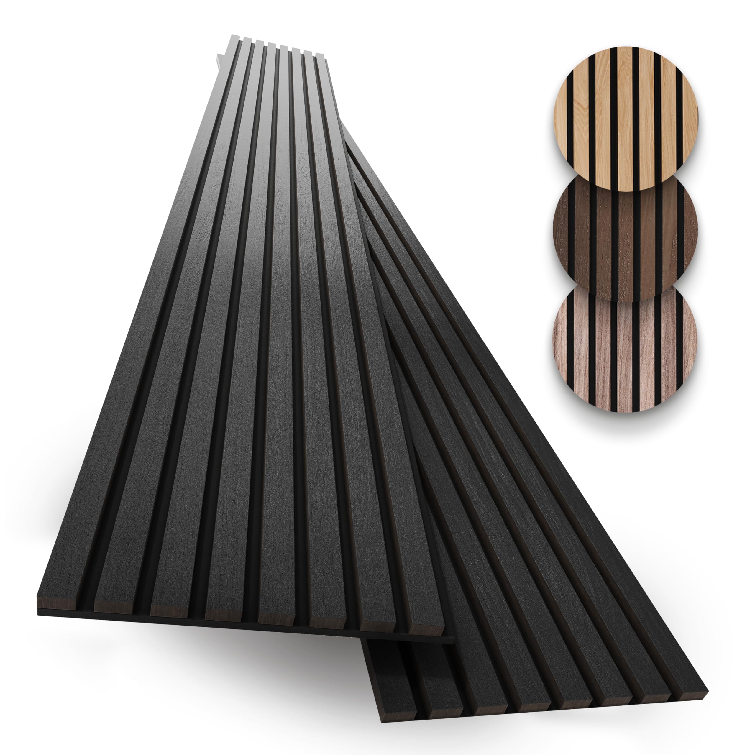 2-Pack Acoustic Wall Panels - Wood Slat Wall Decor - Soundproof Panels