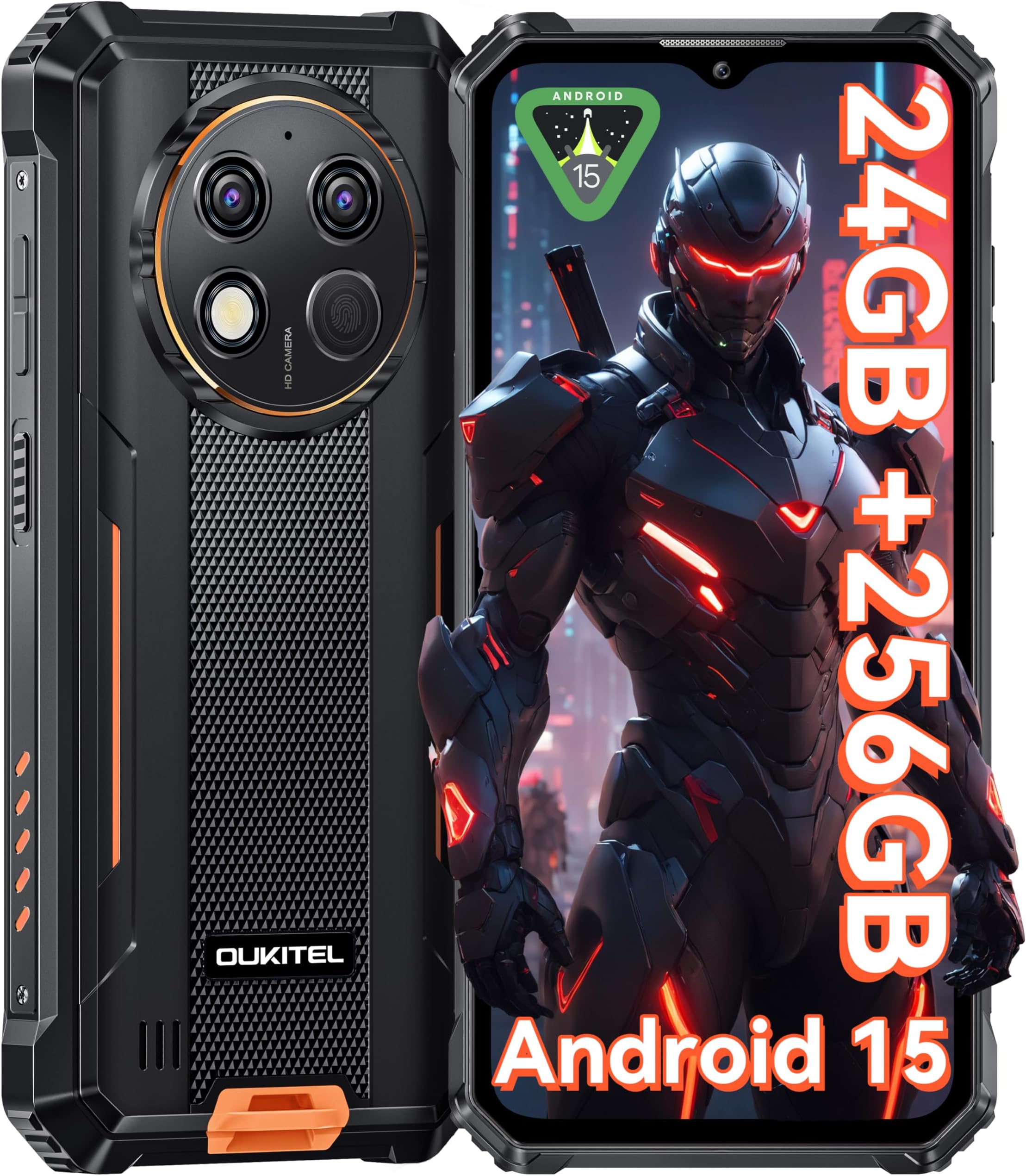 G1 Rugged Smartphone Unlocked - 24+256GB/1TB Android 14 Rugged Cellphones, 6.52” HD Display 48MP Rear Camera 10600mAh Battery IP68/IP69K Waterproof Phone, Dual Sim/NFC/Fingerprint 2025