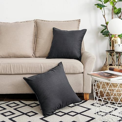 Miniatura 8 de Jeanerlor Juego de 2 fundas de almohada de 20 x 20 pulgadas (50 x 50 cm) de lino y algodón natural, con diseño único para adornar la casa, estudio,