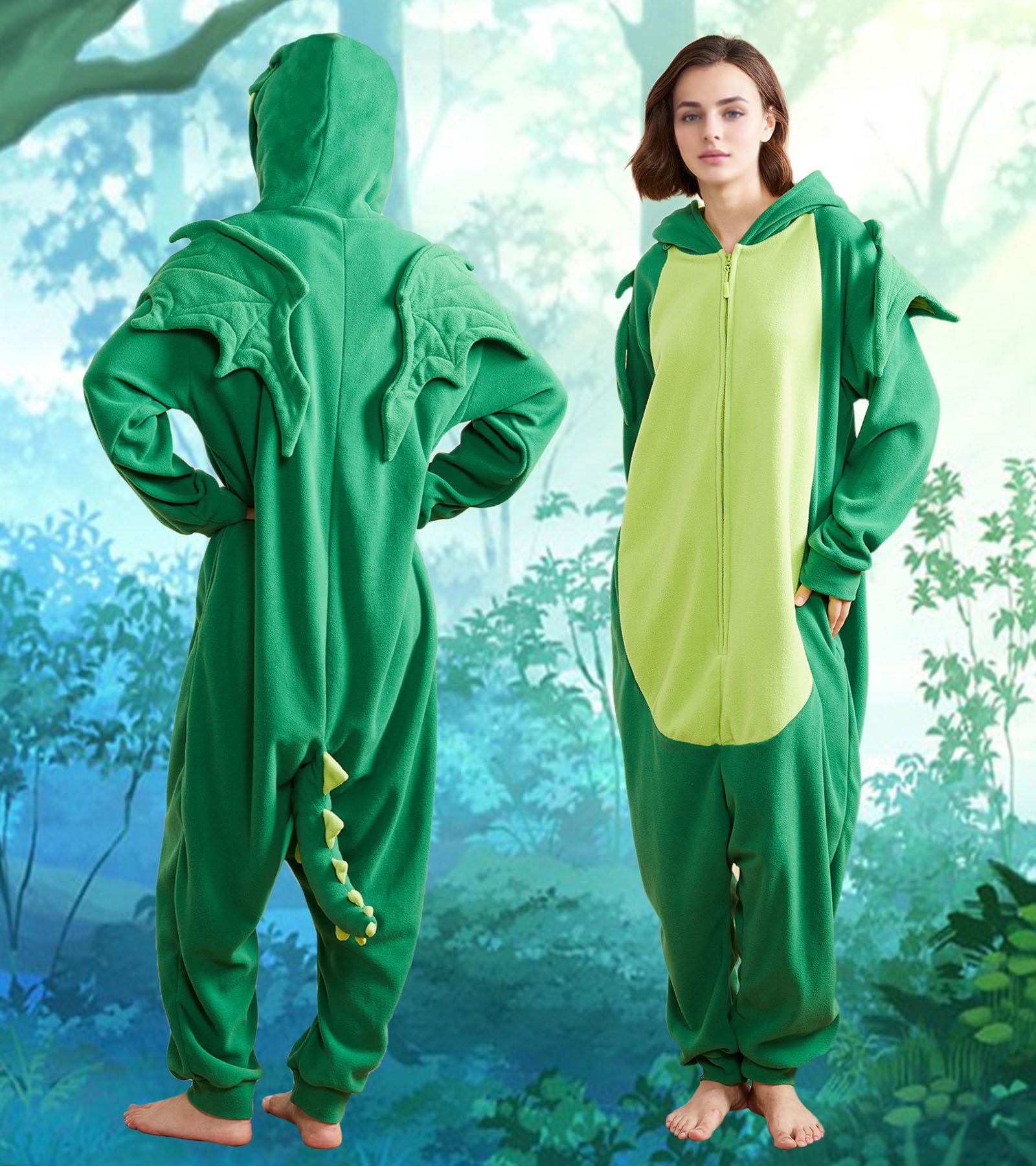 Unisex Pigiama Animale Misteriose Adulto Tuta Verde Costume di Carnevale Festa di Halloween Cosplay Onesie Donne Uomini