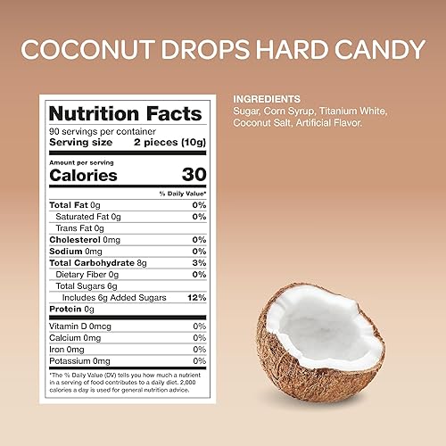 Miniatura 2 de Caramelo duro de coco, paquete a granel de 2 libras (alrededor de 170 unidades) - Gotas rellenas envueltas individualmente