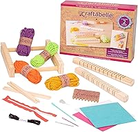 Vista 1 de Wooden Loom Creation Kit – Beginner Knitting Loom Kit – 19pc Weaving Set with Yarn and Frame – DIY Craft Kits for Kids Aged 8 Years +
