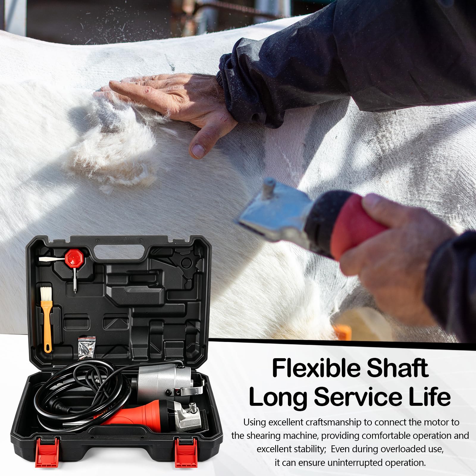 Esquiladora para Caballos Profesional, 690W 2800 RPM Cortapelos Eléctrica de Alta Potencia con Motor Colgante y Eje Flexible Juego de Cuchillas de 24 Dientes Maquinilla para Equinos Ponis Cabras
