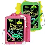 TEKFUN Toddler Boy Toys, 2 Pack LCD Writing Tablet for Kids, Doodle Board Dinosaur Toys, Travel Essentials Toys for 3 4 5 6 Year Old Boys Girls, Easter Birthday Christmas Gifts (8.5inch Green&Pink)