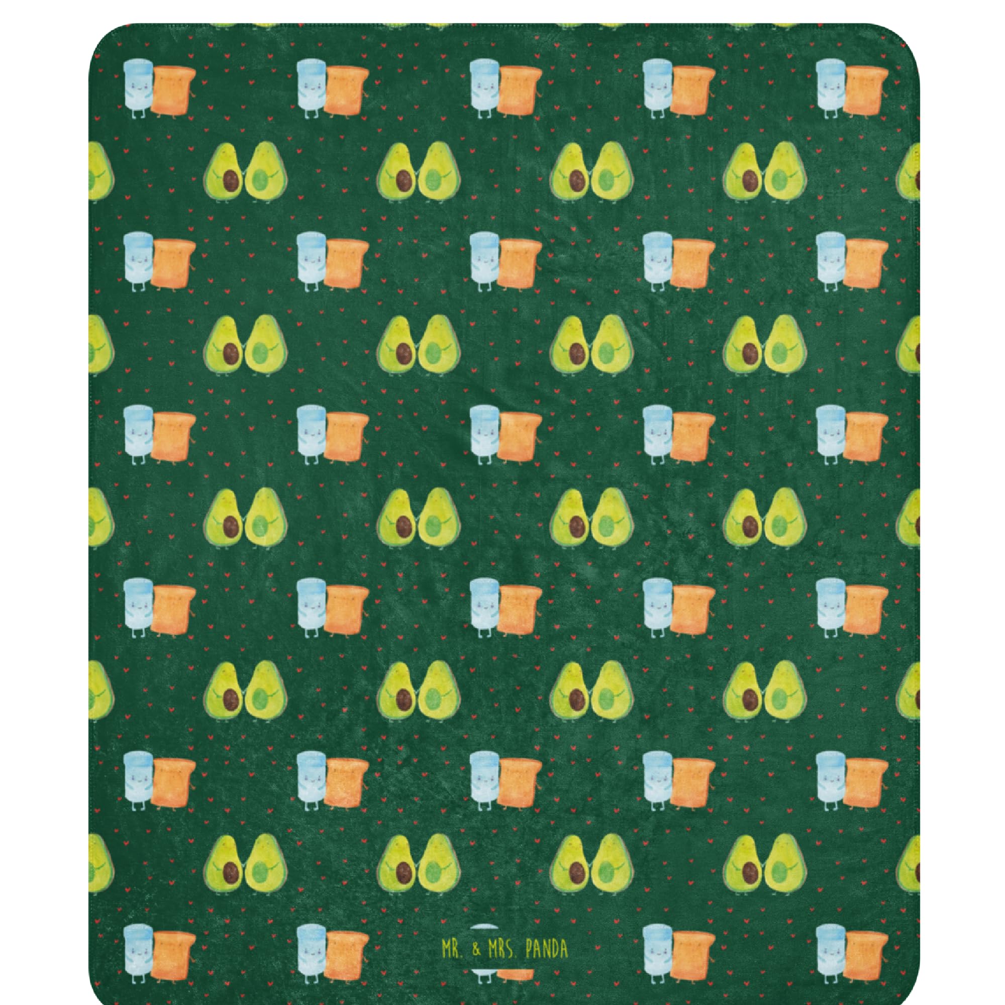 Mr. & Mrs. Panda Plaid Avocado Pärchen 130 x 155 cm - Geschenk, Heimdecke, Decke, Tagesdecke, Schmusedecke, Geburt, Schwangerschaft, Liebe, Wärmedecke, Familie, Couchdecke