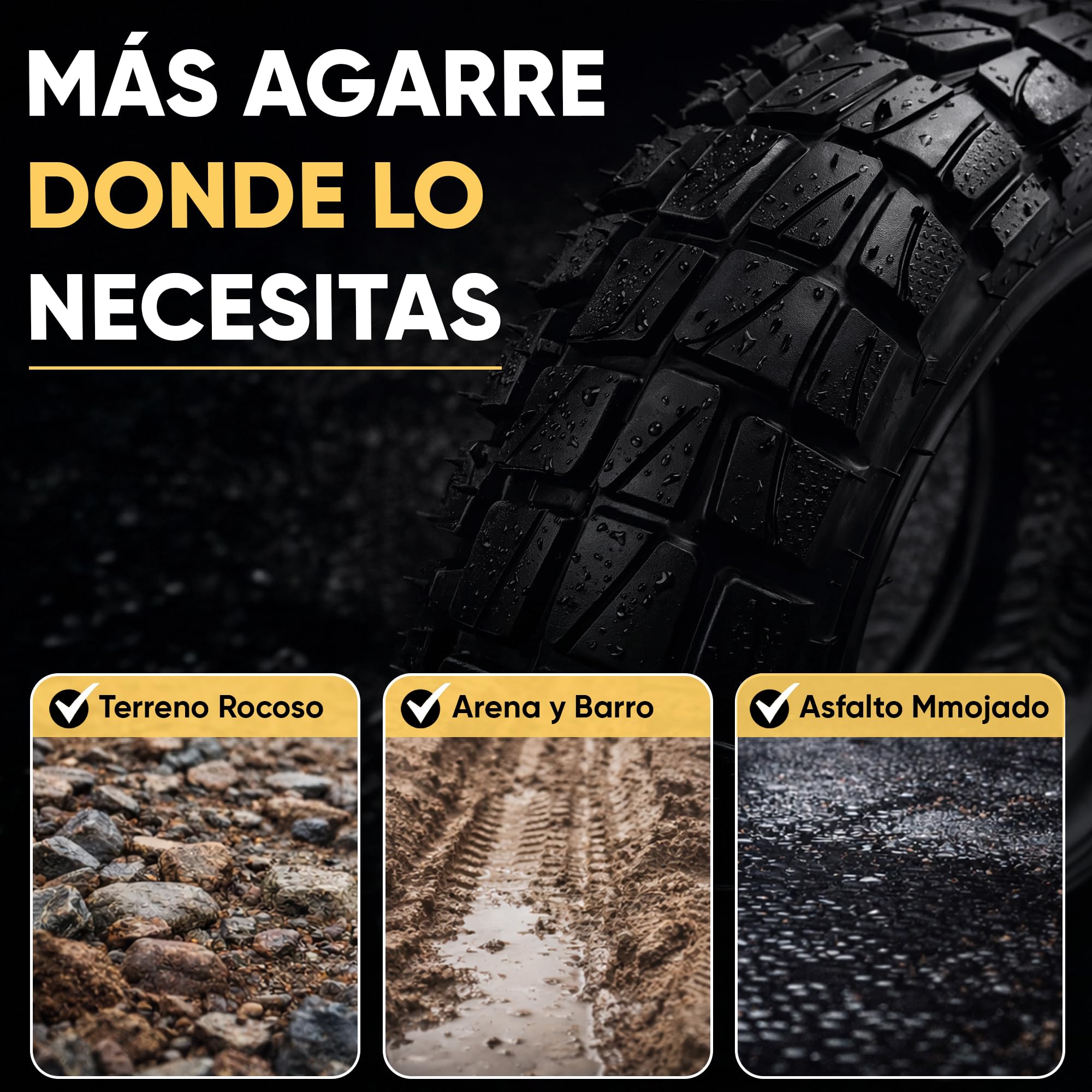 ANSENI Neumatico Cubierta 10x2.75-6.5 Rueda Todoterreno Tubeless para Patinete Eléctrico Smartgyro Speedway