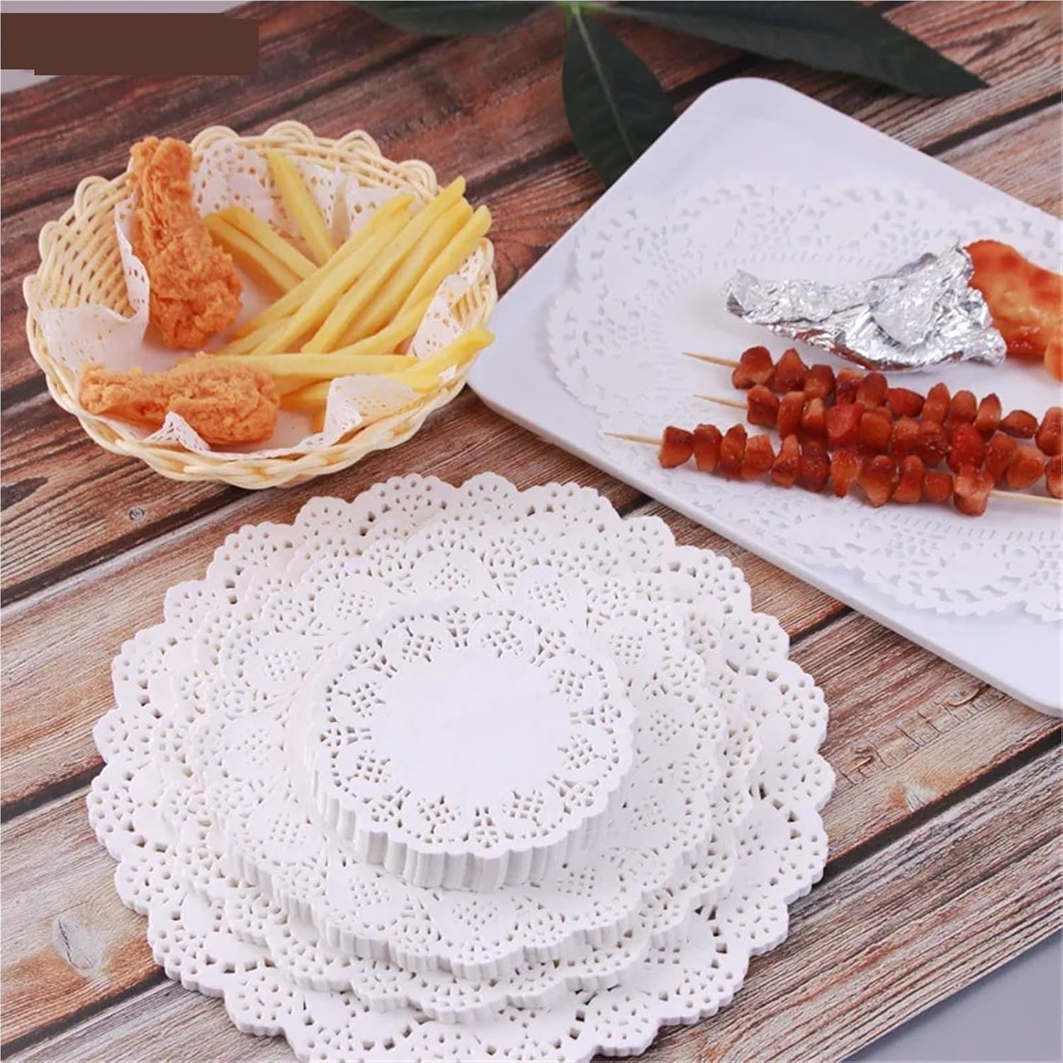 Paper Doilies 900Pcs Kitchen Fried Food Special Flower Bottom Paper Oil-absorbing Baking Cake Pizza Snack Round Household Lace Pad(Rectangle45 x 32cm)