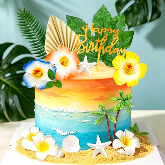 Hawaiian Beach Ocean Cake Topper Moana Birthday Cake Decor