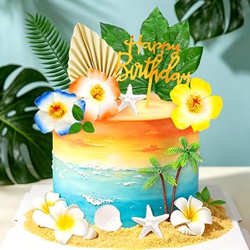 Hawaiian Beach Ocean Cake Topper Moana Birthday Cake Decor