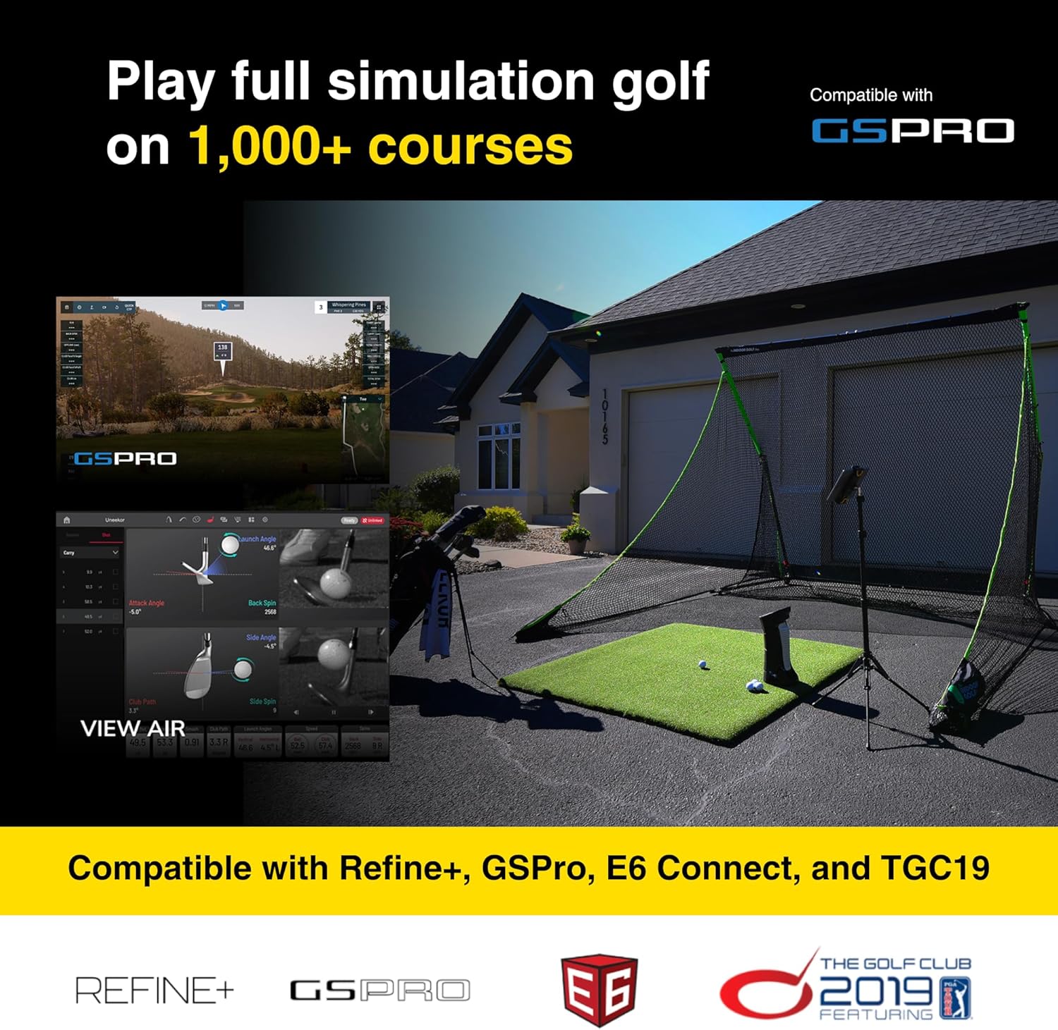 Uneekor Eye MINI - Outdoor/Indoor Golf Launch Monitor & Simulator, 19 Precision Metrics, Near-Zero Latency, Sunlight-Readable Display, 8h Battery, iPad/PC/AI Compatible, Works with GSPro, E6, TGC19