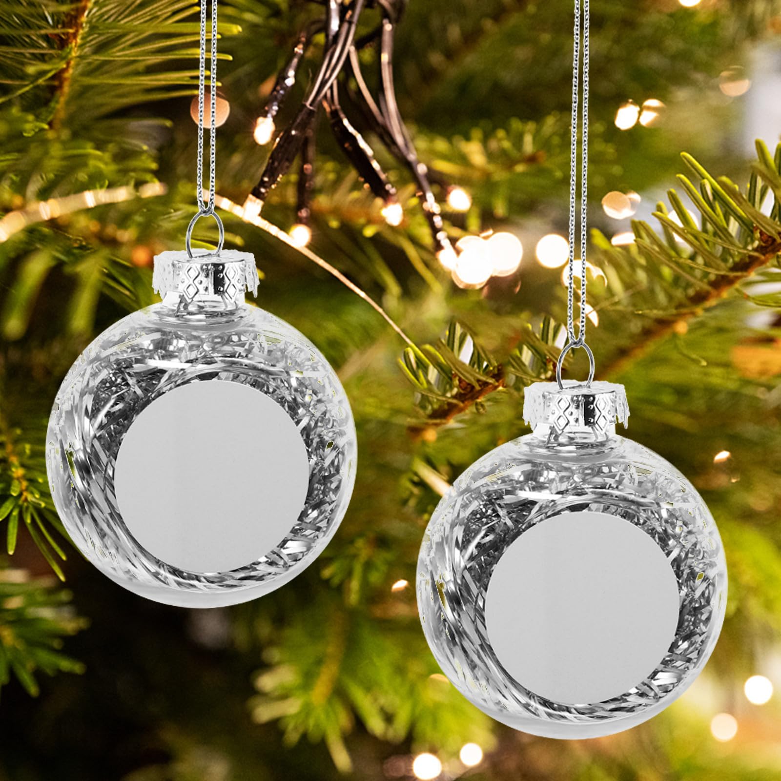 TOYANDONA 16 Stück Befüllbare Weihnachtskugeln aus Kunststoff, Silber,