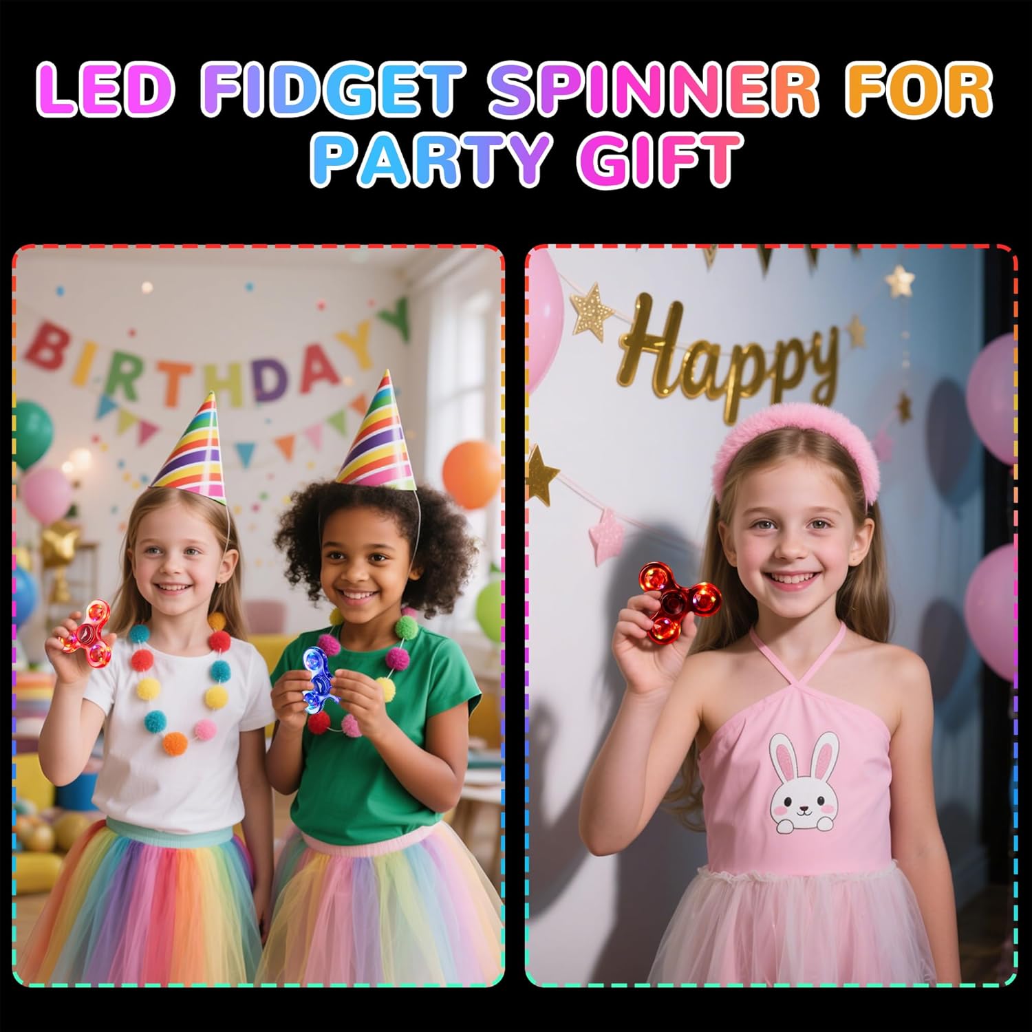 WELLVO LED Fidget Spinner for Kids Adults 2Pcs, Light up Sensory Fidget Toys for Kids 4-8 8-12 Anxiety Stress Relief, Classroom Prizes Glow in The Dark Hand Spinner Boys Girls Birthday Gifts