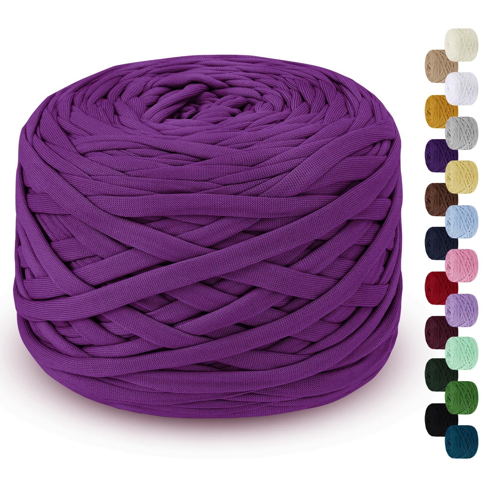 LEREATI 285g T-Shirt Yarn for Crocheting 100m Elastic Ribbon Thick Fabric, Knitting T-Shirt Yarn for Bags Blankets, Baskets