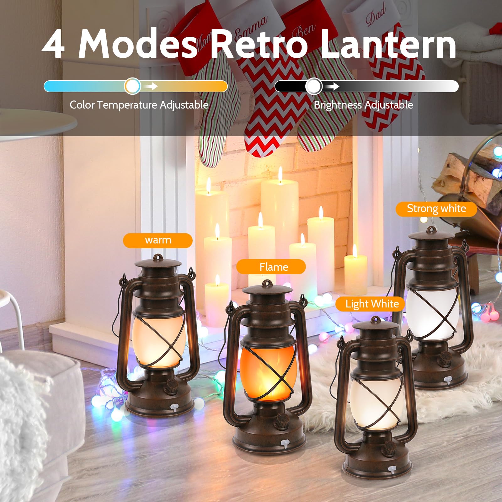 KINGLEAD LED Vintage Laternen, 4 Dimmbare Lichtmodi, Wasserdicht, Flammen Effekt, USB Wiederaufladbar, 2 Stück