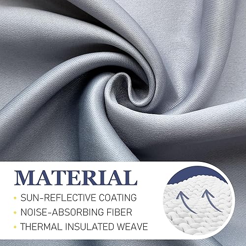 Miniatura 6 de weesire Cortinas opacas degradadas para dormitorio, sala de estar, 2 paneles, 100% opacas, cortinas degradadas azul claro, gris, 52 x 84 pulgadas